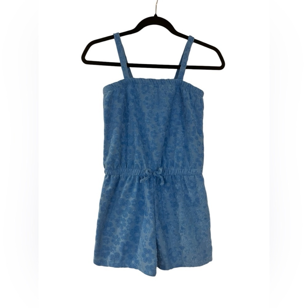 Blue Velour Girls Romper Size L (10/12)